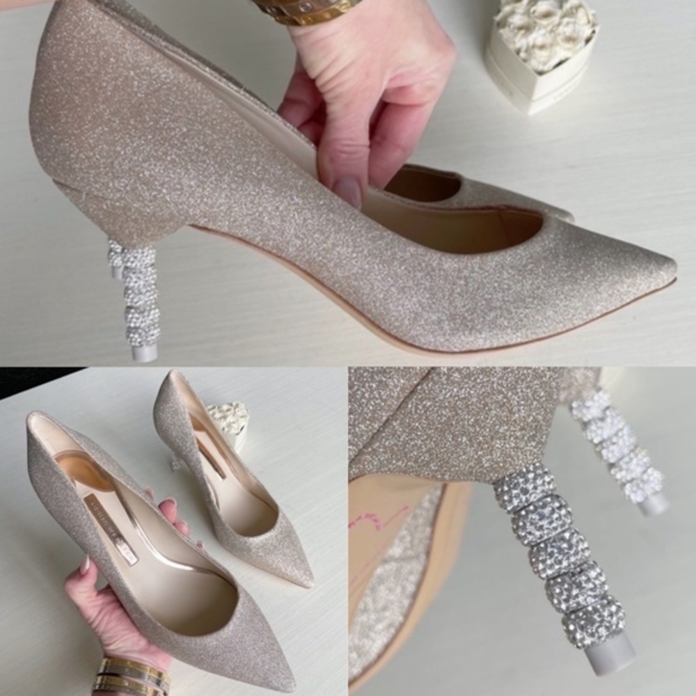 Sophia Webster Classic Blogger Wedding Favorite Coco Glitter Crystal Stone Heels - Picture 3 of 16